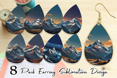 Earring Cartoon Mount Everest Sublimation artnoy 