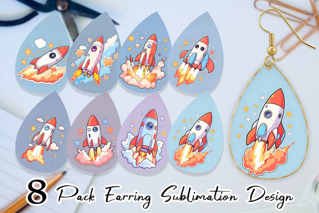 Earring Cartoon Rocket Sublimation artnoy 