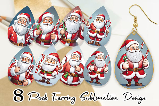 Earring Cartoon Santa Claus Sublimation artnoy 