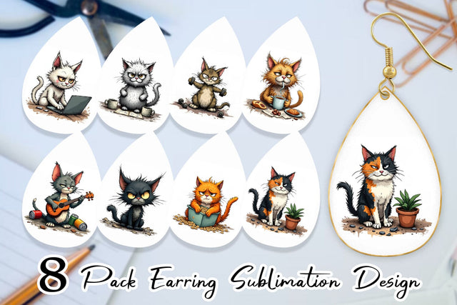 Earring Cat Chaos Sublimation artnoy 
