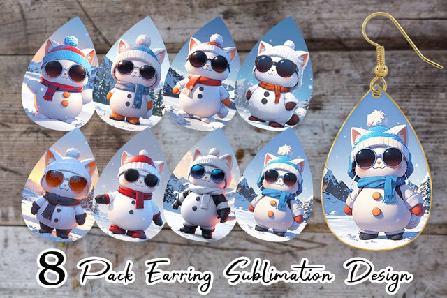 Earring Cat Christmas Sublimation artnoy 