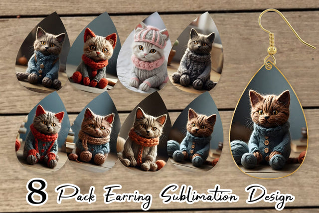 Earring Cat Embroidery Sublimation artnoy 