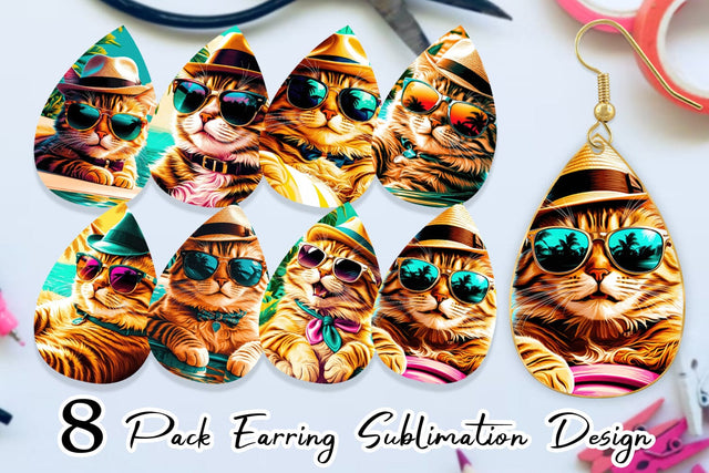 Earring Cat in Summer Sublimation artnoy 