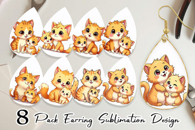 Earring Cat Mother's Day Sublimation artnoy 