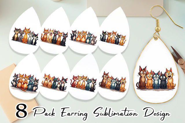 Earring Cats Emotion Sublimation artnoy 