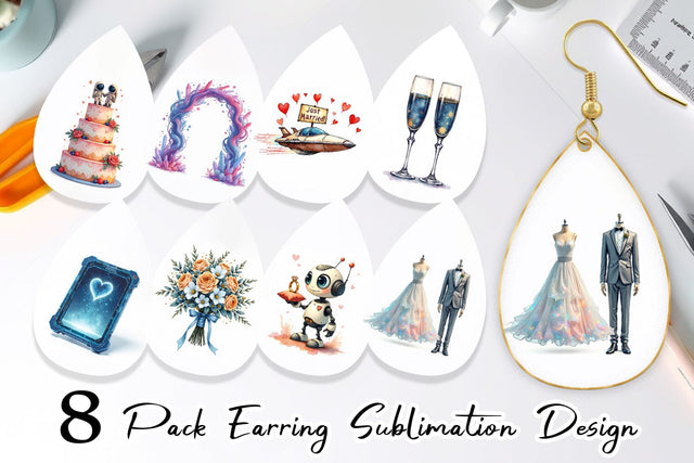 Earring Celestial Union Sci-Fi Wedding Sublimation artnoy 