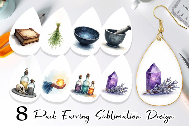 Earring Celestial Witchy Apothecary Sublimation artnoy 