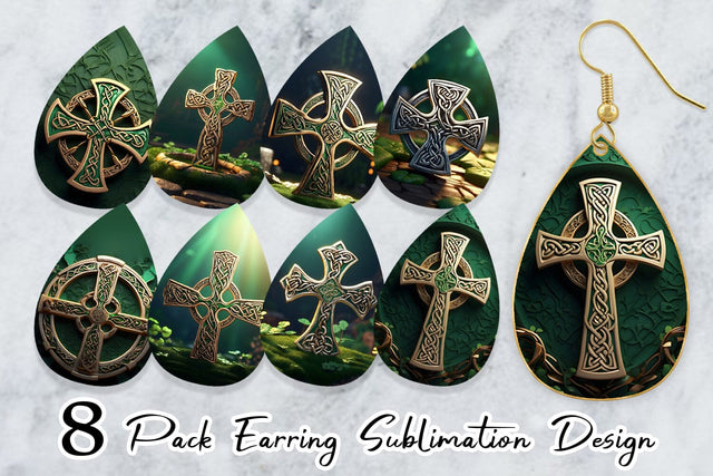 Earring Celtic Pattern Patrick Day Sublimation artnoy 