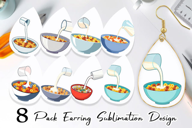 Earring Cereal Bowl with Milk Sublimation artnoy 