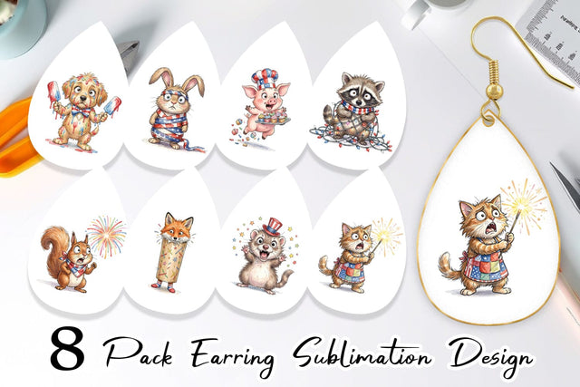 Earring Chaotic 4th of July Animal Sublimation artnoy 