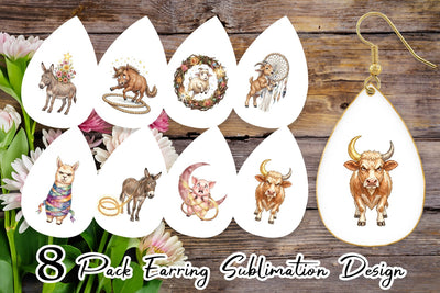 Earring Chaotic Celestial Western Watercolor Sublimation artnoy 