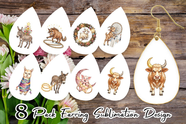 Earring Chaotic Celestial Western Watercolor Sublimation artnoy 