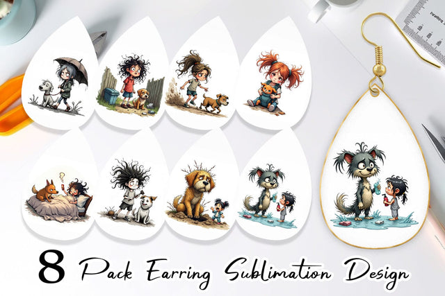Earring Chaotic Girl Dog Sublimation artnoy 