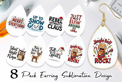 Earring Chaotic Holiday Spirit: Energetic Ugly Cute Quotes Sublimation artnoy 