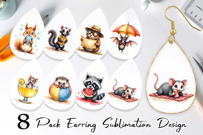 Earring Chaotic Summer Critters Sublimation artnoy 
