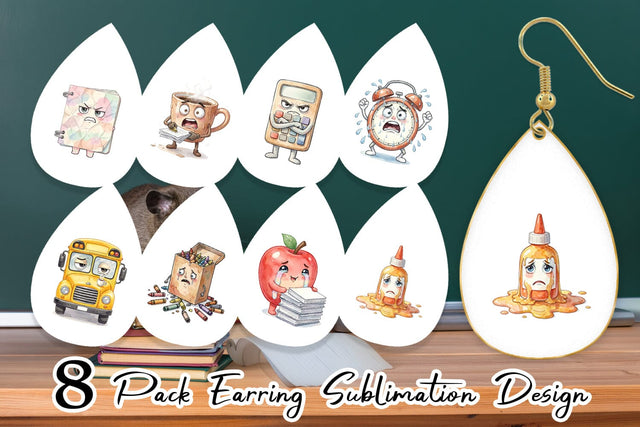 Earring Chaotic Teacher Supply Watercolor Sublimation artnoy 