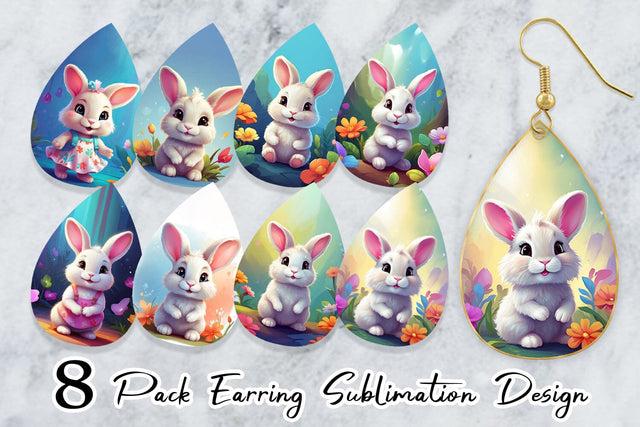Earring Charming Baby Bunny Sublimation artnoy 