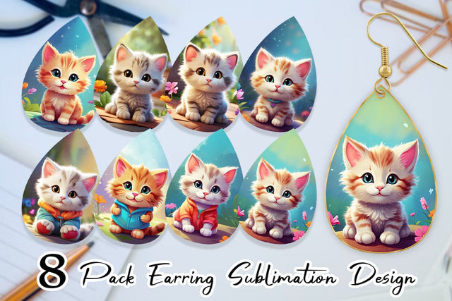 Earring Charming Baby Cat Sublimation artnoy 