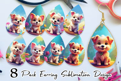 Earring Charming Baby Dog Sublimation artnoy 