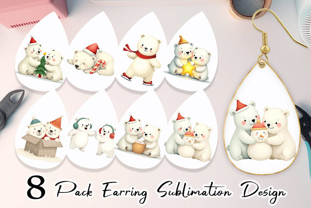 Earring Charming Polar Bears Sublimation artnoy 