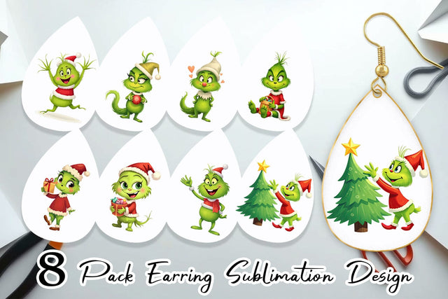 Earring Cheerful Baby Grinch Sublimation artnoy 