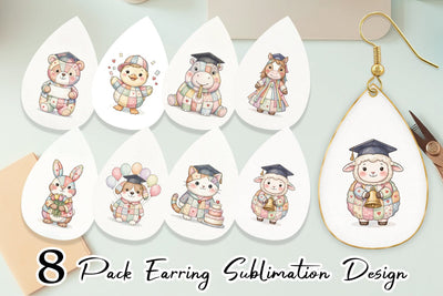 Earring Cheerful Graduation Party Patchwork Sublimation artnoy 