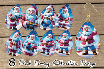 Earring Cheerful Santa Claus Sublimation artnoy 