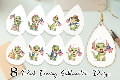 Earring Chibi Founding Father Dino Watercolor Sublimation artnoy 
