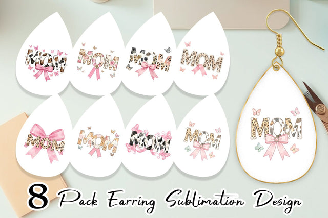 Earring Chic Animal Print MOM Watercolor Sublimation artnoy 