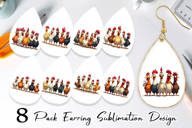 Earring Chicken Emotion Sublimation artnoy 