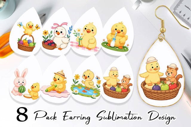 Earring Chicken Picnic Day Sublimation artnoy 