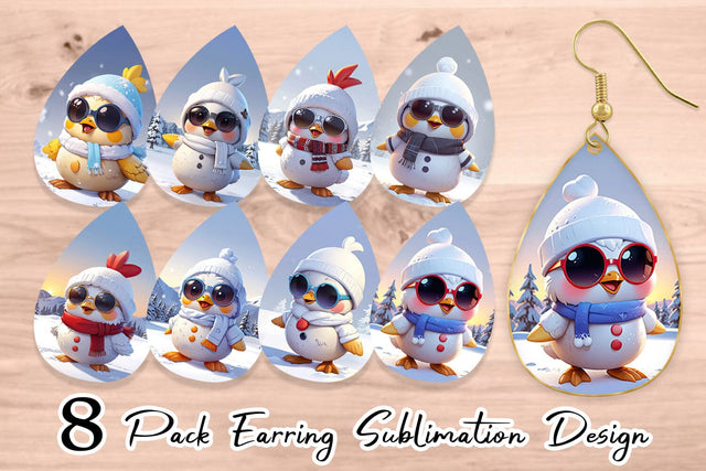 Earring Chicks Christmas Sublimation artnoy 