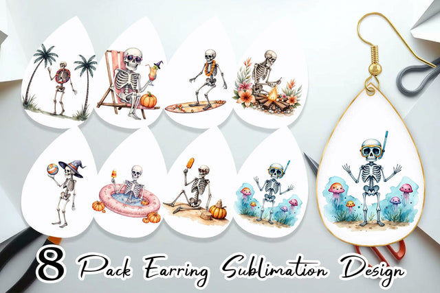 Earring Chill Summer Skeletons Sublimation artnoy 