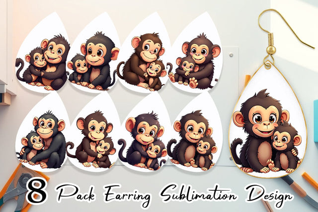 Earring Chimpanzee Mother's Day Sublimation artnoy 