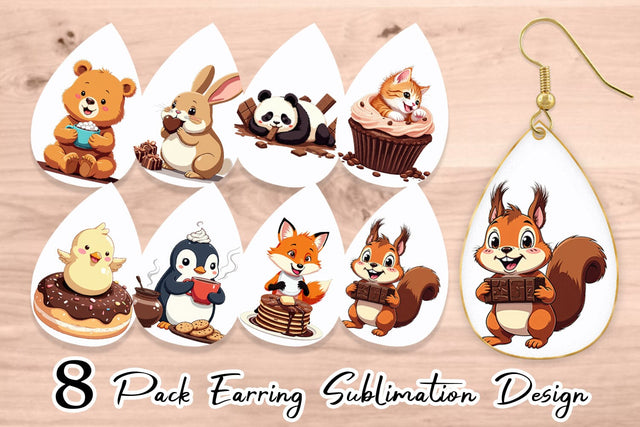 Earring Chocolate Animals Sublimation artnoy 