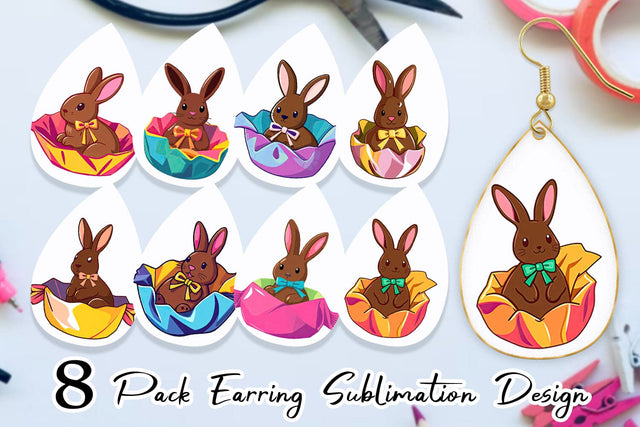 Earring Chocolate Bunny Sublimation artnoy 