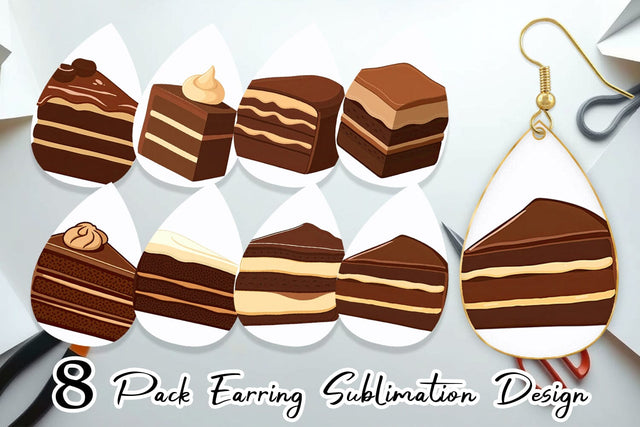 Earring Chocolate Cake Slice Sublimation artnoy 