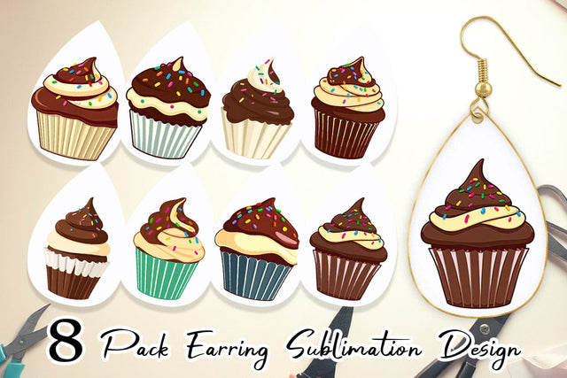 Earring Chocolate Cupcake Sublimation artnoy 