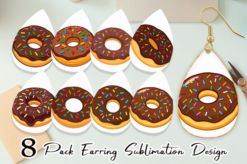 Earring Chocolate Donut Sublimation artnoy 