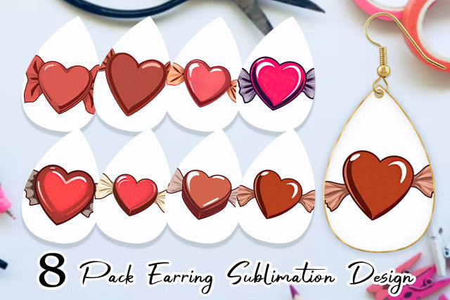 Earring Chocolate Heart Sublimation artnoy 