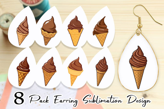 Earring Chocolate Ice Cream Sublimation artnoy 