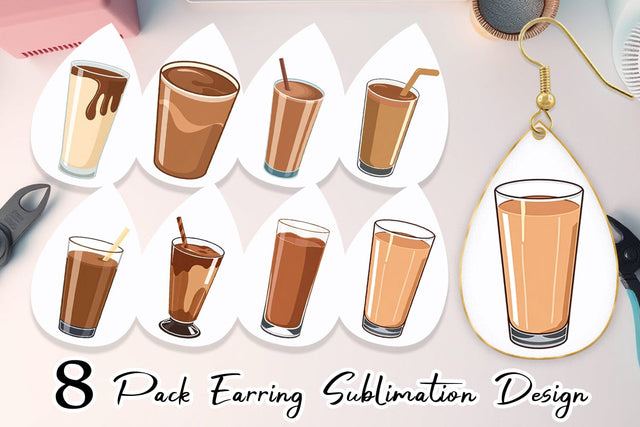 Earring Chocolate Milk Glass Sublimation artnoy 