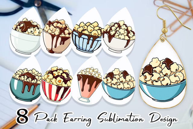 Earring Chocolate Popcorn Sublimation artnoy 