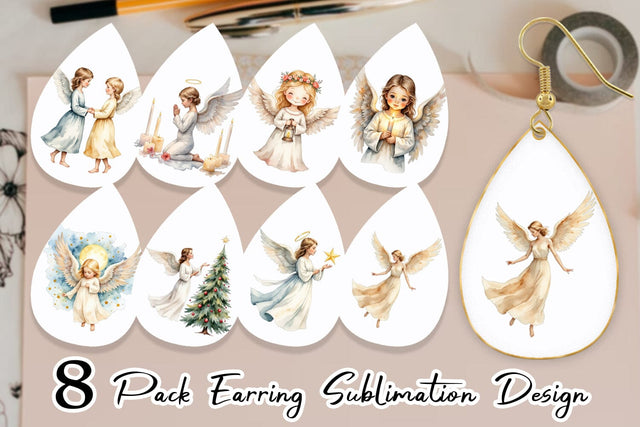 Earring Christmas Angels Sublimation artnoy 