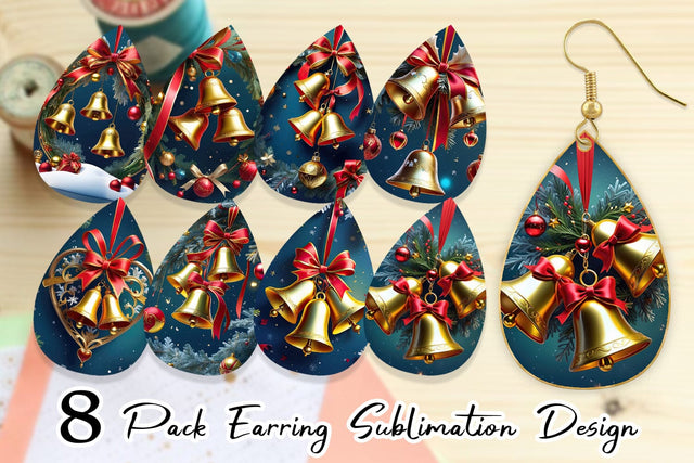 Earring Christmas Bells Sublimation artnoy 