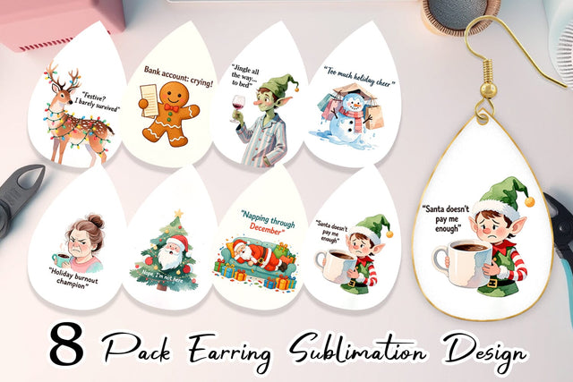 Earring Christmas Burnout Vibes Sublimation artnoy 