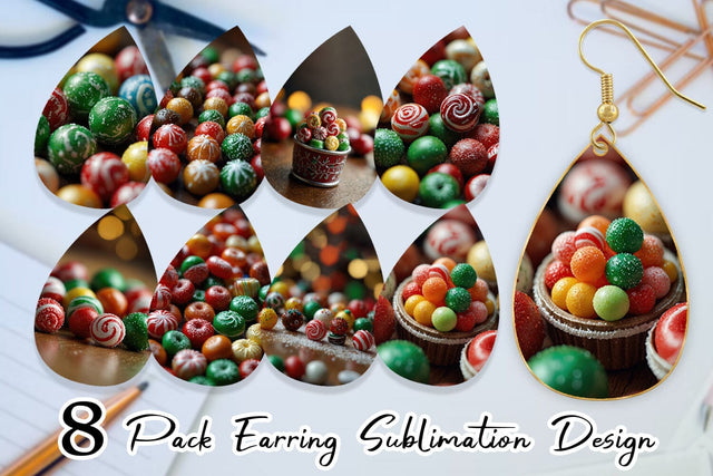 Earring Christmas Candies Sublimation artnoy 
