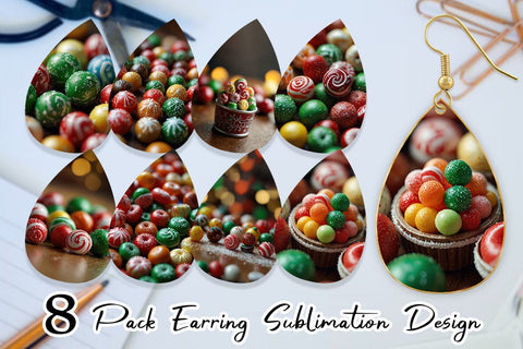 Earring Christmas Candies Sublimation artnoy 