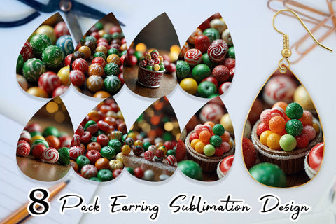Earring Christmas Candies Sublimation artnoy 