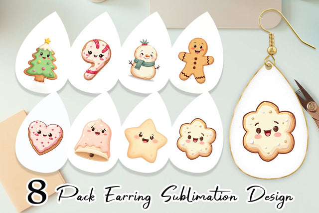 Earring Christmas Cookies Sublimation artnoy 